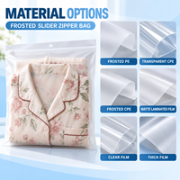 Sac de vêtements personnalisé avec fermeture éclair coulissante givrée, résistant à l'humidité, pour pyjamas et vêtements de détente, impression par gravure, matériau PA+PE mat
