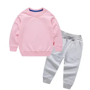 Setelan Pakaian Olahraga Anak Perempuan, Baju Joging Lengan Panjang, Set Pakaian Celana Olahraga Uniseks Laki-laki Isi 2 Potong