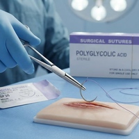 Sutures chirurgicales vétérinaires résorbables de qualité médicale en acide polyglycolique, fil de suture tressé à coupe inversée pour usage canin