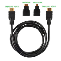 1.5M 3 en 1 HDMI mâle à mâle HDTV 1.4 câble avec adaptateur de Conversion Micro HDMI Mini HDMI câble inverseur prise pour PS5 PS4 Xbo