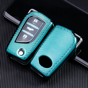 Custodia in fibra di carbonio morbida TPU custodia per chiave per <span class=keywords><strong>Toyota</strong></span> COROLLA camry LEVIN REIZ highlander <span class=keywords><strong>RAV4</strong></span> pieghevole portachiavi portachiavi borsa - Product Image 5