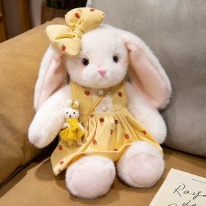 Plushies nhà sản xuất Hot Bán Thú nhồi bông đồ chơi lông thỏ tóc Bow ăn mặc đáng yêu dễ thương sang trọng thỏ búp bê cho cô gái Quà Tặng - Product Image 3