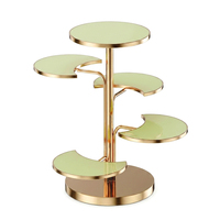 Support de présentation de gâteau de mariage en acier inoxydable doré + support de gâteau en acrylique vert, supports métalliques pour restaurant, hôtel, buffet