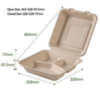 Emballage alimentaire en pulpe de bagasse de canne à sucre à 3 compartiments de 9 pouces, vaisselle jetable biodégradable et compostable