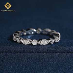 Bague de mariage empilable ZUANFA JEWELRY vintage en diamant de laboratoire taille ronde, sertie sur toute la surface, pour femme - Product Image 6