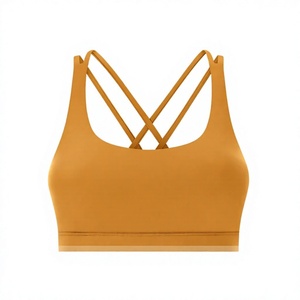 Soutien-gorge de sport pour femme, dos croisé, couleur bordeaux, respirant, séchage rapide, en nylon et élasthanne, pour yoga, gym et fitness, vente en gros, direct usine - Product Image 1