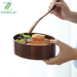 Boîte à Lunch en bois cuisine enfants, Bento de Style japonais pour enfants à l'école, vaisselle boîtes de bol organisateur de voyage 4 pièces - Product Image 2