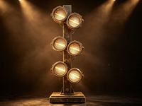 6 Luces LED Giratorias Retro de 60W para Escenario |   Luz Estroboscópica de Anillo con Apertura de Haz Giratorio Amarillo para DJ, Controlada por DMX512/Activación por Sonido