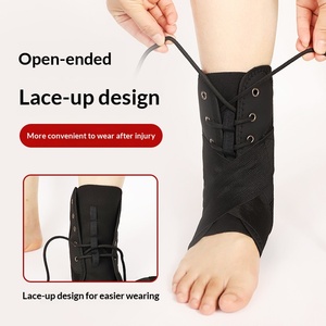 Attelle de cheville à lacets avec éclisses bilatérales en aluminium, support stabilisateur, enveloppe en maille respirante en polyester avec sangles - Product Image 4