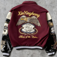 Veste en laine pour homme avec logo brodé personnalisé OEM, manches en cuir, veste de baseball, bomber, varsity, collège, varsity