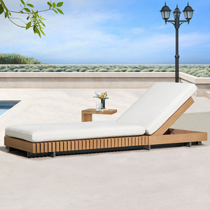<span class=keywords><strong>Tumbona</strong></span> <span class=keywords><strong>Plegable</strong></span> Ergonómica Moderna de Madera de Teca - Cama de Día Portátil de Madera Maciza para Piscina con Reclinable <span class=keywords><strong>Multiposiciones</strong></span> para Patio y Villa - Product Image 2