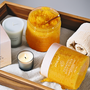 For Cross-border Turmeric Huanxing Organic Solid 7.8oz Cleansing Softening Corneous Soft Skin SPA Care <b>Body</b> <b>Scrub</b> for Women - Product Image 2