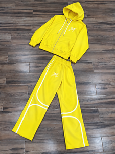 Sweat-shirt zippé pour homme, coupe ample, en coton épais, jaune vif délavé, style vintage streetwear, avec imprimé lettres, personnalisé - Product Image 2