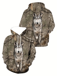 Sweat-shirt à capuche avec motif de bois mort 3D à imprimé intégral pour hommes avec cordon de serrage, pull-over pour hommes de printemps et d'automne - Product Image 4