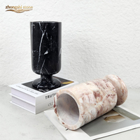 Vase en marbre noir personnalisé, luxe moderne, marbre poli artisanal, pierre d'intérieur écologique, imperméable, durable, pour la maison, garantie 3 ans