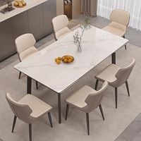 Nouvelle table à manger et ensemble de chaises rectangulaires multifonctionnelles extensibles en marbre épaissi, style minimaliste italien pour la maison