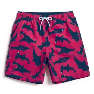 Pantalones cortos de baño de playa arrugados de secado rápido ligeros personalizados para hombres
