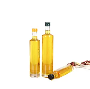 2021 new 250ml 500ml 750ml round edible rape seed oil vegetable oil kitchen transparent glass bottle