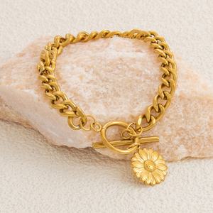 Vintage Stainless Steel Pendant Bracelet with 18K Gold Plating High-End <b>Charm</b> Chains Trendy Style and No Fading - Product Image 2