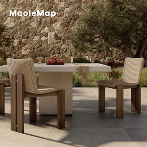 Gỗ Tếch ngoài trời sofa kết hợp khách sạn ngoài trời sân vườn không thấm nước mây ban công giải trí bàn ăn duy nhất và ghế - Product Image 3