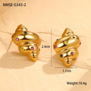 ต่างหูคริสตัลรูปหอยสังข์สำหรับผู้หญิงสไตล์ยุโรปและอเมริกันทันสมัยเครื่องประดับสเตนเลสสตีลกันน้ำสำหรับงานแต่งงาน - Product Image 6