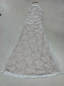 Vestido Maxi de Tirantes con Estampado Digital y Encaje Francés, Cintura con Volantes, Sin Mangas, Diseño Adelgazante y Lavable - Product Image 2