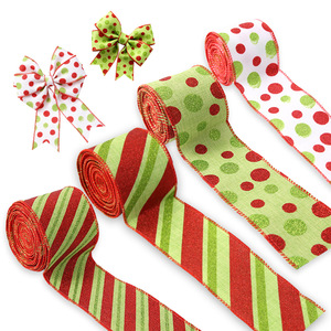 Ruban de Noël filé à pois rouges et verts LINGKAI pour couronnes et emballages cadeaux – Fournisseur - Product Image 1