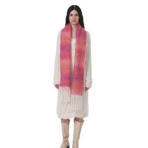 Écharpe en <span class=keywords><strong>mohair</strong></span> <span class=keywords><strong>de</strong></span> luxe légère au design original pour femmes, nouvelle collection hiver, couleur unie, dégradé, cache-cou en laine - Product Image 5