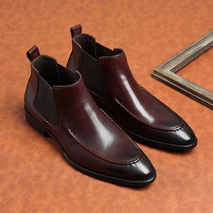 Botas de Piel Auténtica para Hombre, Diseño Clásico y Moderno con Punta Redonda, Estilo Slip-On, Impermeables, para Uso Casual en Invierno - Product Image 4