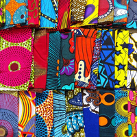 Motif Coloré 100 % Pur Coton Matière Tissu Africain Original Kente Pagne Hollandais Imprimé Wax Bazin Ankara au Mètre