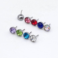 G23 Titane Gemme sans fil Face avant Top Trendy Unisex Rhinestone Jewelry Wedding Party Engagement Anniversary Ball All