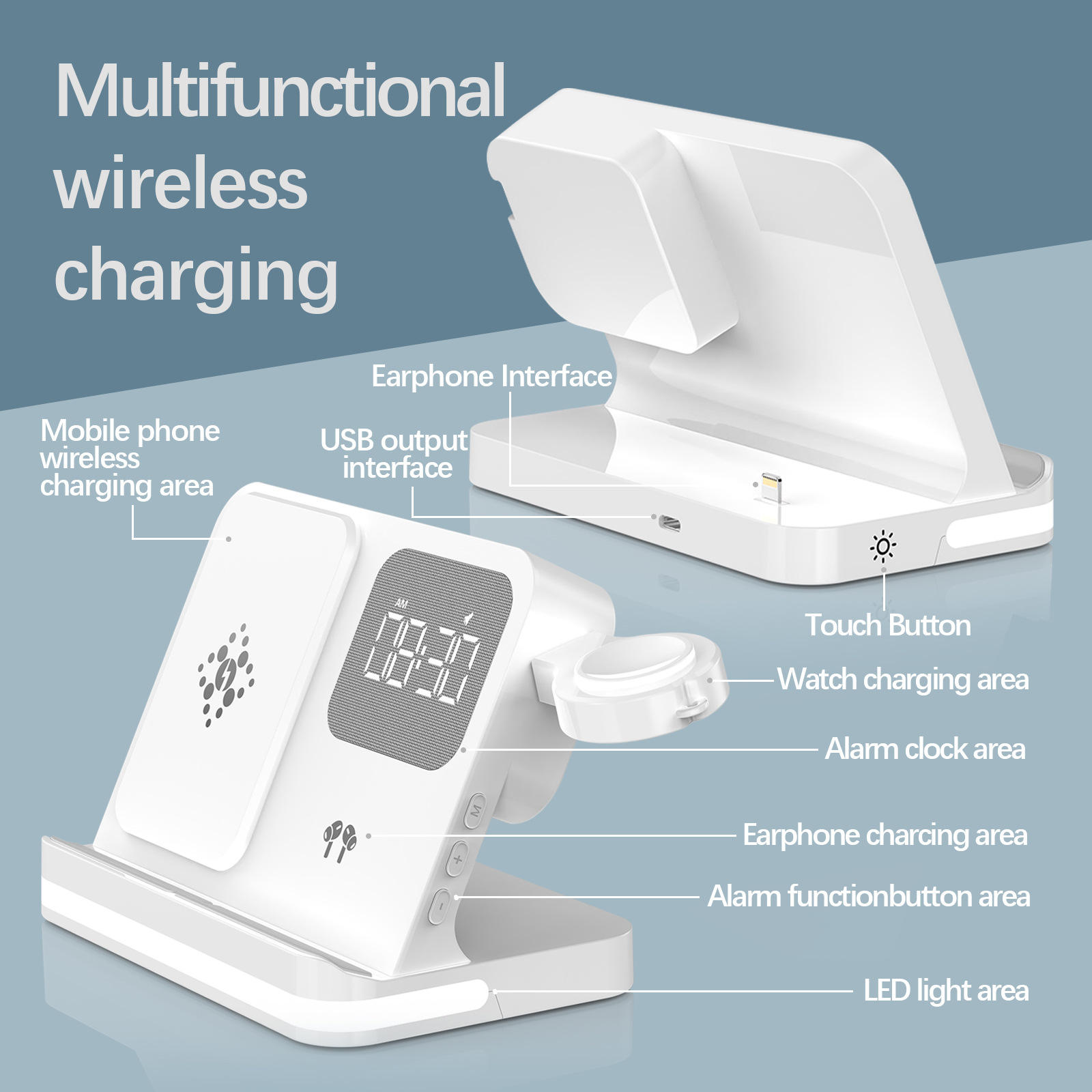 Convenient 3 in 1 15W Wireless Charger Cross-Border New Home Use Foldable for Huawei for Apple for Samsung Phones Watches