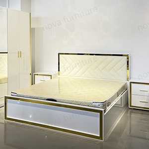 NOVA Promotion Spéciale Lit King Size Miroir Doré Ensembles de Meubles de <span class=keywords><strong>Chambre</strong></span> <span class=keywords><strong>d</strong></span>'Hôtel de Luxe Lit <span class=keywords><strong>Moderne</strong></span> Queen Size pour Adultes - Product Image 2