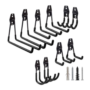 12 Pack Heavy Duty Stainless Steel Utility Balcony &amp; Garage Wall Mounted <strong>Storage</strong> Tool Hanger <strong>Ladder</strong> <strong>Hooks</strong> for Hanging (Portable) - Product Image 1