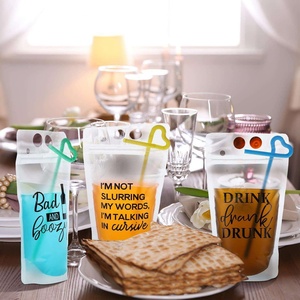 Customized Disposable PE <b>Plastic</b> Juice Drink Pouches with Straw Hole <b>Clear</b> Water Liquid Food Beverage Packaging - Product Image 2