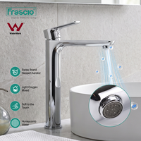 Robinet mitigeur chaud/froid en laiton chromé avec cartouche céramique Frascio pour lavabo de salle de bain