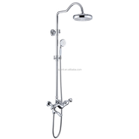 X8675R1BS modèle de luxe or et chrome couleur plaqué laiton matériel salle de bain artistique robinet tête pluie ensemble de douche