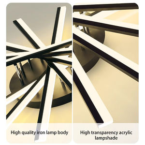 Nouvel arrivage de plafonniers ultra fins modernes créatifs noirs lustre lumière ligne rotative art minimaliste - Product Image 5