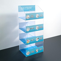Support d'affichage de comptoir en acrylique à 4 niveaux pour accessoires de téléphonie mobile, chargeurs, câbles et écouteurs – Prix usine