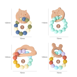 थोक नई डिजाइन लोगो कस्टम खाद्य ग्रेड बेबी Teether सिलिकॉन मोती बच्चे सिलिकॉन मोती लकड़ी Teethers कंगन - Product Image 2