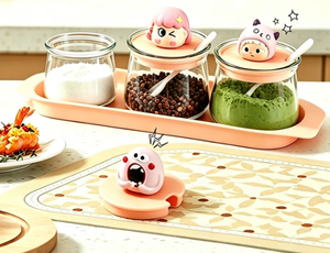 Kotak Penyimpanan Bumbu Dapur Rumah Tangga Lovely Little Monster, <span class=keywords><strong>Set</strong></span> Kombinasi Garam dan Bumbu Berkualitas Tinggi - Product Image 4