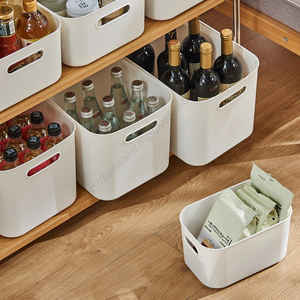 Boîte de rangement en plastique Proins en gros avec couvercle, plusieurs tailles, couleur blanche, organisateur empilable pour cuisine et salle de bain, pour la maison - Product Image 1
