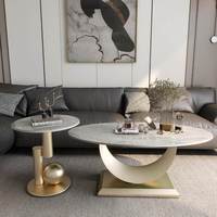 Table basse ovale en métal brillant, moderne, luxueuse, décorative, portable, pour petit salon, meubles de maison