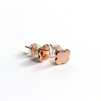 Boucles d'oreilles clous trèfle minimalistes en argent sterling 925 plaqué or rose 18 carats, bijoux de mariage et de fiançailles en forme de fleur à quatre feuilles