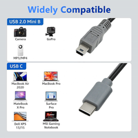 Câble Mini USB Type-C 2 m avec gaine en PVC et blindage en feuille d'aluminium pour lecteurs MP3/MP4, caméras embarquées, appareils photo numériques, récepteurs GPS