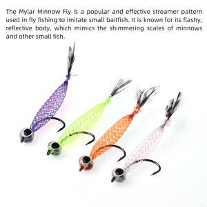 Vente en gros #4 3D Fish Eyes Mylar Tube Fly <span class=keywords><strong>Flash</strong></span> Baitfish <span class=keywords><strong>Minnow</strong></span> Mouches Bass Truite Ombre Saumon Leurres de pêche - Product Image 4