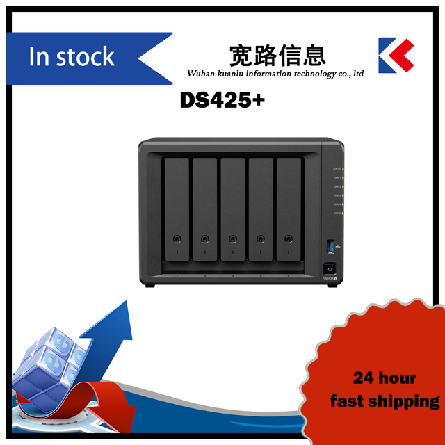 DS425+ 2-Bay Compact NAS Server Max 32GB DDR4 ECC Dual 2.5GbE M.2 NVMe Cache for SOHO File Sharing Media Backup
