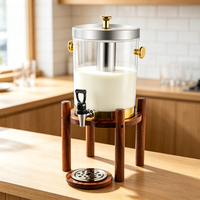 Distributeur de boissons commercial en acier inoxydable FLEY avec tube à glace, robinet de service et support en bois pour les événements de mariage, de buffet et de restauration