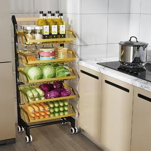 Étagère <span class=keywords><strong>de</strong></span> rangement pour légumes <span class=keywords><strong>de</strong></span> cuisine, <span class=keywords><strong>chariot</strong></span> <span class=keywords><strong>de</strong></span> rangement multi-niveaux sur pied pour la maison, en métal <span class=keywords><strong>complet</strong></span> - Product Image 4