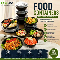 Bol rond jetable multi-usage en PP noir de style américain, épais, pour usage industriel alimentaire, modèle 868, pour nouilles, bonbons et plats à emporter